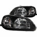 ANZO 1999-2000 Honda Civic Crystal Headlights Black ANZO