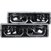 ANZO 1988-1998 Chevrolet C1500 Crystal Headlights Black w/ Low - Brow ANZO