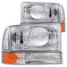 ANZO 2000-2004 Ford Excursion Crystal Headlights Chrome w/ Corner Lights 2pc ANZO