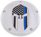 7   M8 Flt/Flh Derby Cover Sparta Blue Line Chrome CUSTOM ENGRAVING