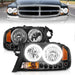 ANZO 1997-2004 Dodge Dakota Crystal Headlights Black 1pc ANZO