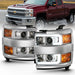 ANZO 2015-2016 Chevrolet Silverado Projector Headlights w/ Plank Style Design Chrome w/ Amber ANZO