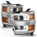 ANZO 2015-2016 Chevrolet Silverado Projector Headlights w/ Plank Style Design Chrome w/ Amber ANZO