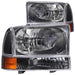 ANZO 2000-2004 Ford Excursion Crystal Headlights Black ANZO