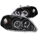 ANZO 1996-1998 Honda Civic Projector Headlights w/ Halo Black ANZO