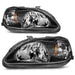 ANZO 1999-2000 Honda Civic Crystal Headlights Black ANZO