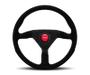 Momo Montecarlo Alcantara Steering Wheel 350 mm - Black/Red Stitch/Black Spokes