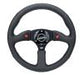 NRG Reinforced Steering Wheel (350mm/ 2.5in. Deep) Sport Leather Racing/ 4mm Matte Black Spoke