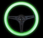 NRG Classic Wood Grain Steering Wheel (350mm) Glow-N-The-Dark Green Grip w/Black 3-Spoke Center