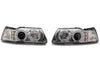 Raxiom 99-04 Ford Mustang Dual LED Halo Projector Headlights- Chrome Housing (Clear Lens)