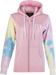 Women's Fly Tie-dye Zip Up Hoodie Pink/yellow/blue Xl