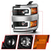 ANZO 2015-2016 Chevrolet Silverado Projector Headlights w/ Plank Style Design Black w/ Amber ANZO