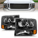 ANZO 2000-2004 Ford Excursion Crystal Headlights Black ANZO