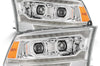 AlphaRex 09-18 Ram 1500 PRO-Series Proj Headlights Chrome w/ Sequential Signal and Top/Middle DRL - Lights