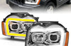 ANZO 05-07 Jeep Grand Cherokee Projector Headlights - w/ Light Bar Switchback Chrome Housing - Lights