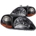 ANZO 1996-1998 Honda Civic Crystal Headlights Black ANZO