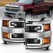 ANZO 2015-2016 Chevrolet Silverado Projector Headlights w/ Plank Style Design Black w/ Amber ANZO