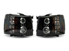 Raxiom 07-13 Silverado 1500 Super White LED Halo Projector Headlights- Black Housing (Clear Lens) Raxiom