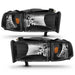 ANZO 1994-2001 Dodge Ram Crystal Headlights Black ANZO