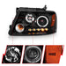 ANZO 2004-2008 Ford F-150 Projector Headlights w/ Halo and LED Black ANZO