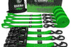 Rhino USA Heavy Duty Ratchet Tie-Down 4-Pack Green 1.6In X 15Ft - Truck Bed Accessories