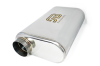 Stainless Bros 2.5in x 17in OAL SS304 Thin Oval Muffler (2.5in Offset In / Out) - Exhaust Mufflers & Tips