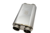Stainless Bros 3in x 17in OAL SS304 Thin Oval Muffler (3in Dual In / Out) - Polished - Exhaust Mufflers & Tips