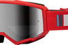 Fly Racing Zone Goggle Silver/blue W/ Dark Blue Mirror/smoke Lens - Red/Charcoal - Gear